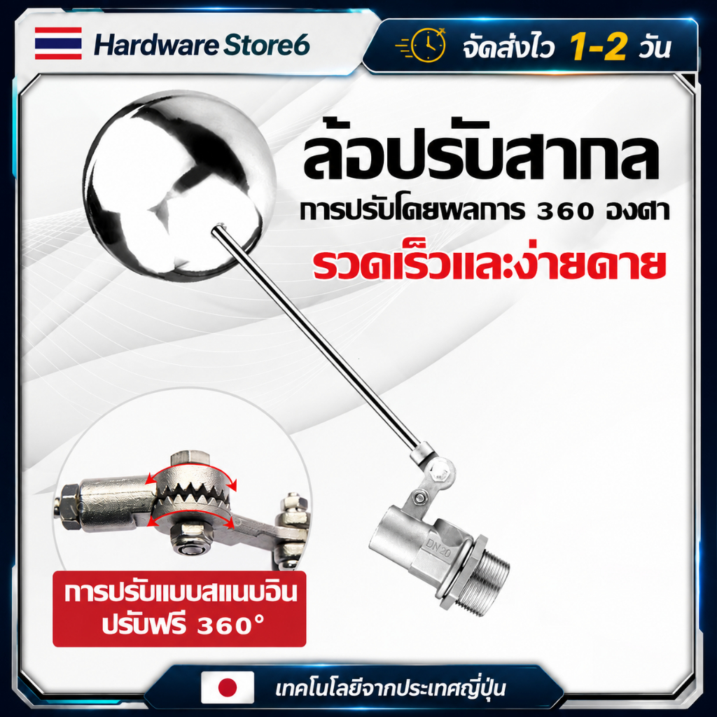 Hardware Store6 จัดส่งภายใน 24 ชม. COD ลูกลอยสแตนเลส วาล์วตรง ปรับได้ 360° ขนาด 1/2 3/4 1นิ้ว ตัดน้ำอัตโนมัติ ไม่รั่ว ทน