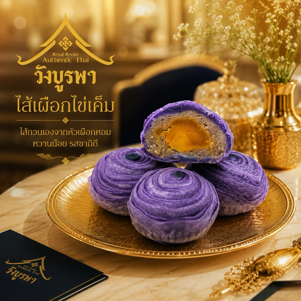 วังบูรพา ขนมเปี๊ยะกุหลาบ ไส้เผือกไข่เค็ม  - แตกทุกคำ ฉ่ำทุกไส้ แพ็ค 4 ชิ้น 120 กรัม