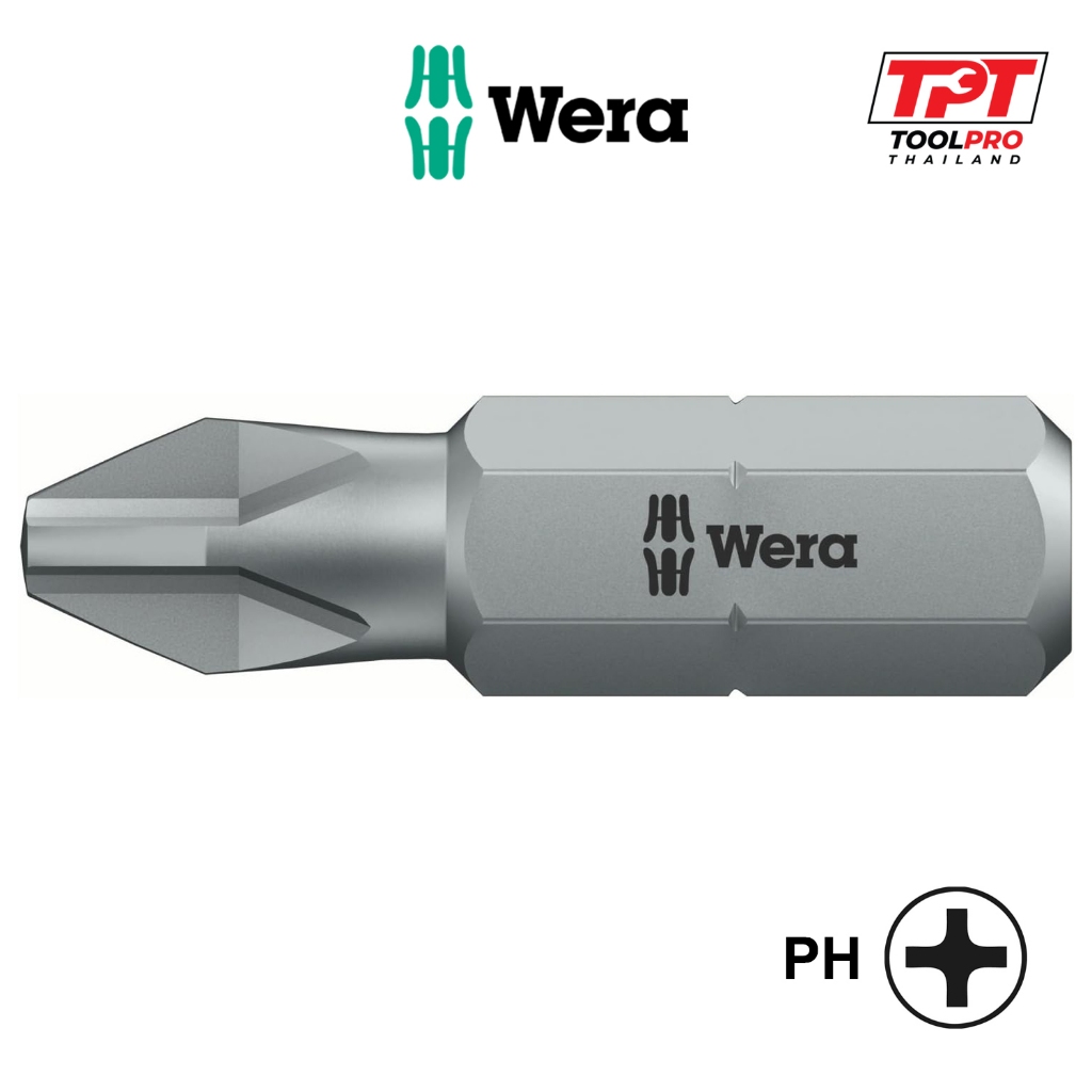 Wera ดอกไขควง ปากแฉก 851/1 Z (Tough) Phillips Bit, PH1 - PH4