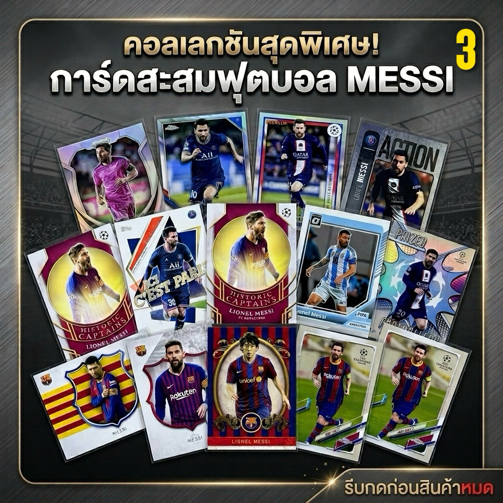 [พร้อมส่ง] การ์ดสะสมฟุตบอล ลิโอเนล เมสซี่ Lionel Messi รวมการ์ดหายาก การ์ดนักบอล Topps / Panini คอลเลกชันสุดพิเศษ