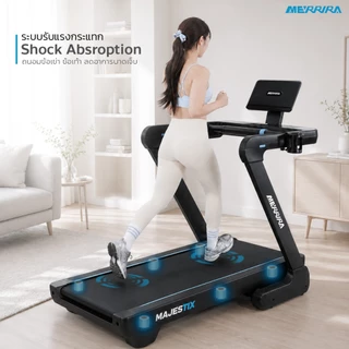 MERRIRA ลู่วิ่งไฟฟ้า 5 HP รุ่น Majestix MT-410 ต่อ ZWIFT ได้ ปรับชัน Auto 32 ระดับ สายพานกว้าง 56 ซม.ลู่วิ่งออกกำลังกาย
