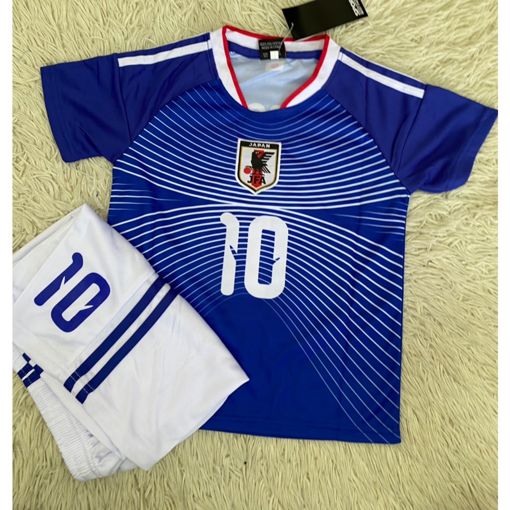 BONOIRชุดกีฬาเด็กญี่ปุ่น น้ำเงิน สกรีนเบอร์10 ชื่อDOAN เสื้อพร้อมกางเกง