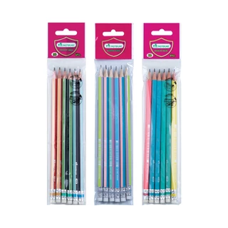 Masterart ดินสอดำ Blacklead Pencil HB,Ribbon,Pastel 1 ถุง 6 แท่ง คละสี คละลาย