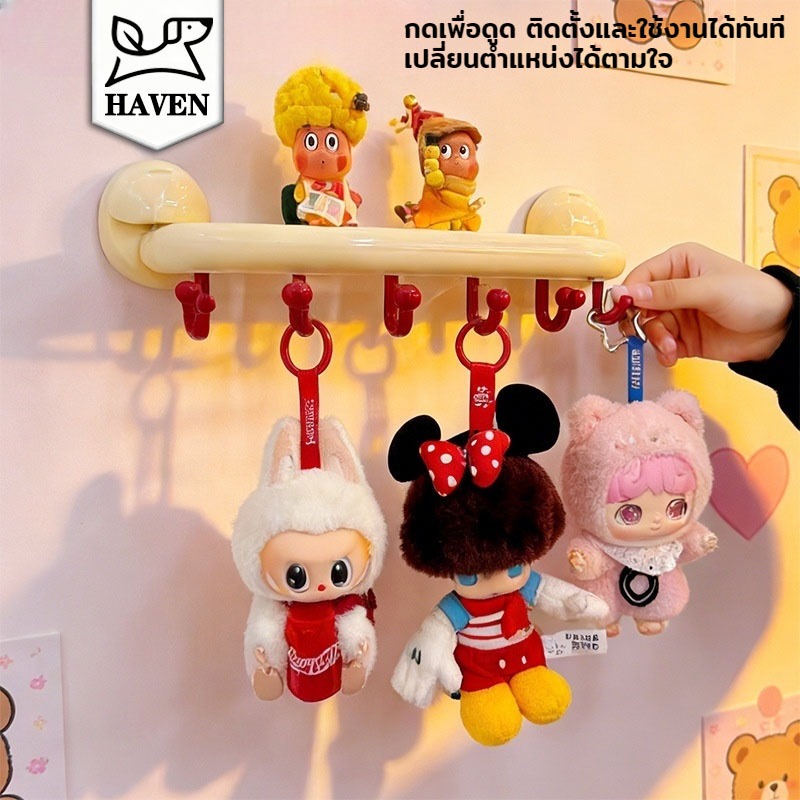 【THจัดส่ง】ชั้นวางของติดผนังเข้ามุม พร้อมตัวดูดและตะขอ ไม่ต้องเจาะรู เหมาะสำหรับจัดเก็บของในห้องน้ำ