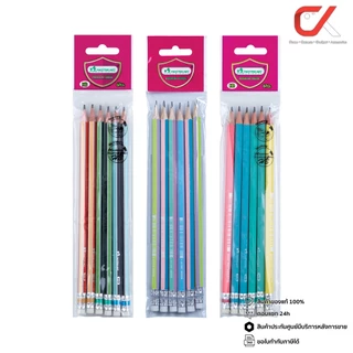 Masterart ดินสอดำ Blacklead Pencil HB,Ribbon,Pastel 1 ถุง 6 แท่ง คละสี คละลาย