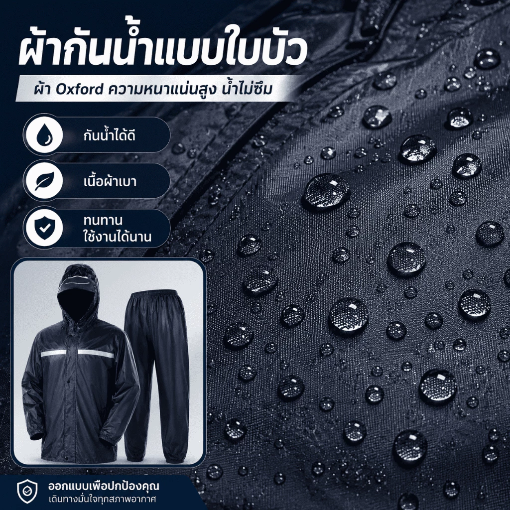 KAWI ชุดกันฝน 2 ชิ้น เสื้อและกางเกง มีแถบสะท้อนแสง thumbnail 6