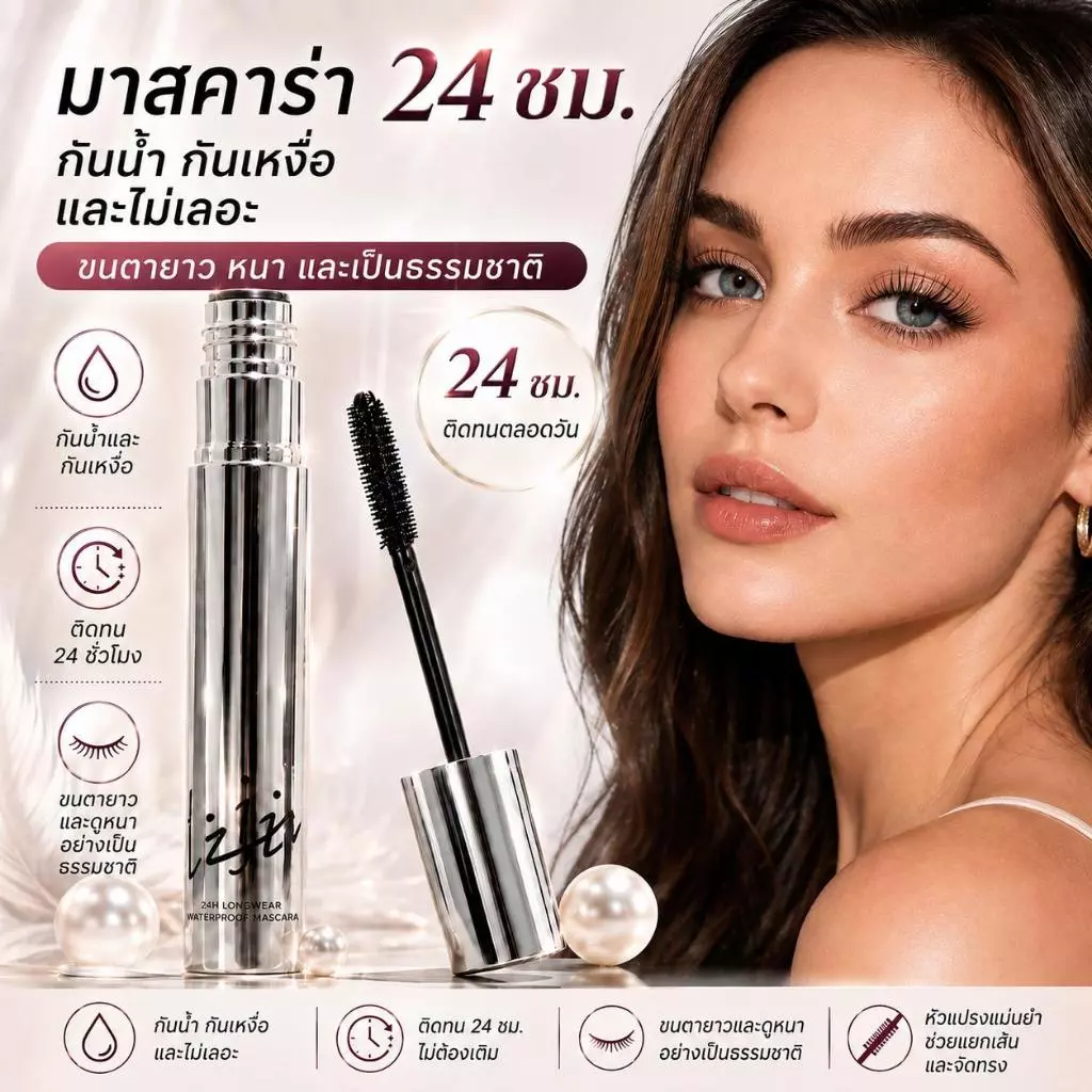【ซื้อ1แถม1】มาสคาร่า 2 เฉดสี ดำ/น้ำตาล กันน้ำกันเหงื่อ ติดทน 24 ชม. ขนตายาวหนาม้วนเด้ง ไม่เป็นก้อน ใช้ปัดขนตา คิ้ว เส้นผม