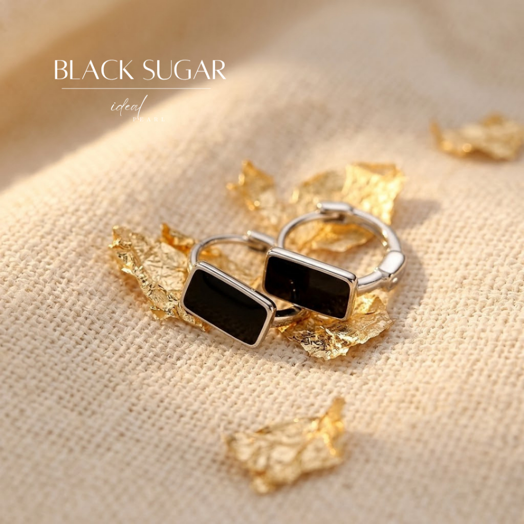 iDEAL ต่างหูเงินแท้ Black Sugar ตุ้มหูเงิน ต่างหูแฟชั่น ตุ้มหูผู้หญิง ต่างหูเพชร ต่างหูสวยๆ