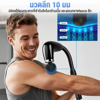 ปืนนวดกล้ามเนื้อรูปตัว U (U-type Massage Gun) ดีไซน์ด้ามยาว 9 ระดับความแรง 4 หัวนวด แบต 1200mAh ชาร์จ USB ใช้ได้ทั้งตัว