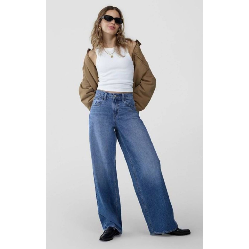 Old.... Mid-Rise Wow Baggy Wide-Leg Jeans กางเกงยีนส์แบ็กกี้ขากว้างเอวกลาง ใส่สบาย ทรงสวย ผ้าไม่ยืดแ