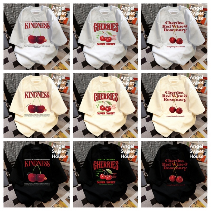(จัดส่งตลอด 24 ชั่วโมง）Angel Official เสื้อยืดแขนสั้นโอเวอร์ไซส์ผู้หญิง สไตล์เกาหลีหวานเท่ ลุคพักผ่อนฤดูร้อน C05