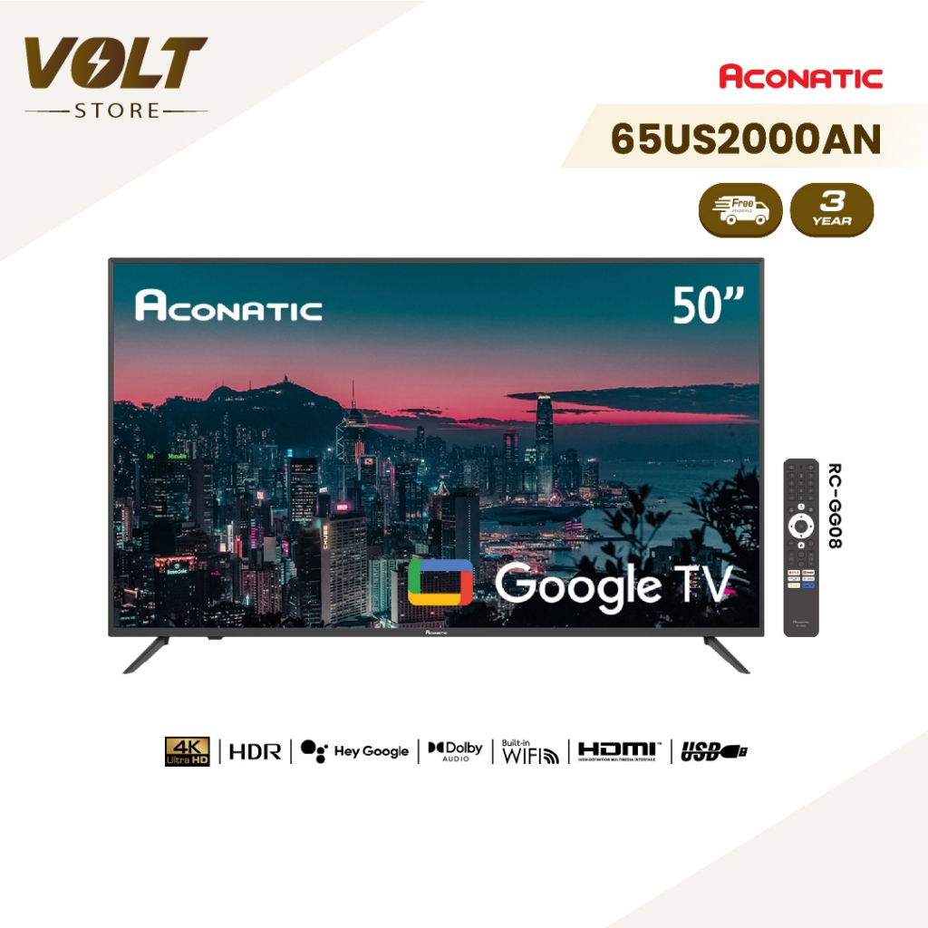 Aconatic LED Android TV 4K UHD แอลอีดี แอนดรอย ทีวี ขนาด 50 นิ้ว รุ่น 50US500AN (รับประกัน 3 ปี)