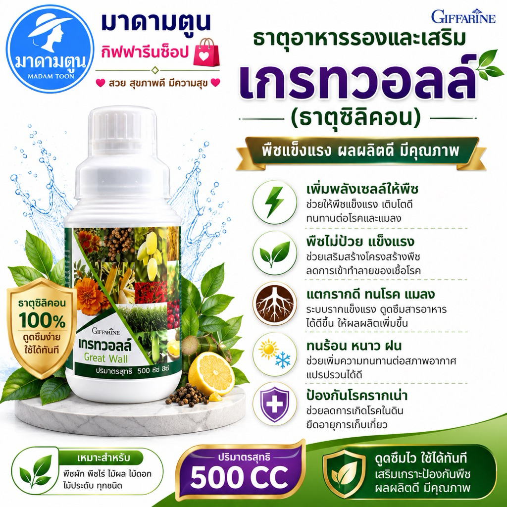 ปุ๋ยน้ำ ปุ๋ย เกรทวอลล์ ธาตุซิลิคอน ธาตุอาหารรองและเสริม พืชไม่บ่วย เพิ่มความแข็งแรง
