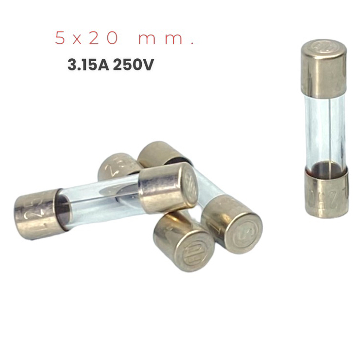 ฟิวส์แก้ว 5x20 mm 250V (5Pcs) 1.25 A / 2.5 A / 3.15 A Glass Fuse T (Slow Blow) ELU 179120