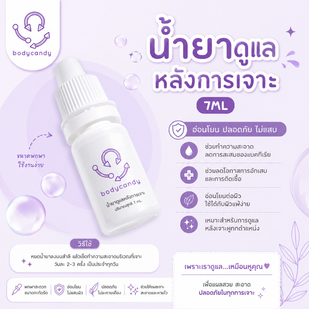 *พร้อมส่ง* น้ำยาดูแลหลังเจาะ ลดการอักเสบ