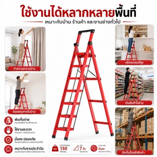 บันไดพับได้ บันได บันไดอลูมิเนียม 8ชั้น รับน้ำหนัก ได้ 1000 KG จะไม่เกิดสนิม มีแถบกันลื่น กันลื่น