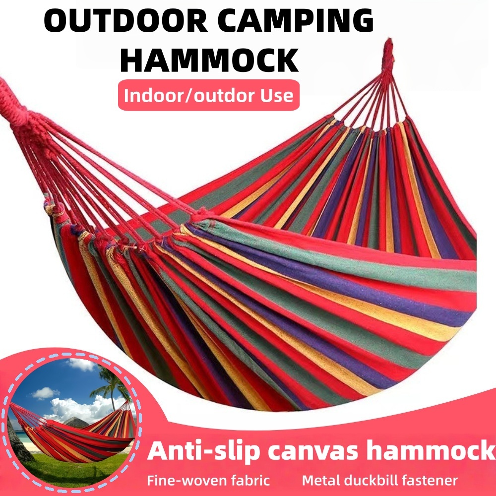 Outdoor canvas hammock - suitable for camping, leisure, beach use and beach relaxation.