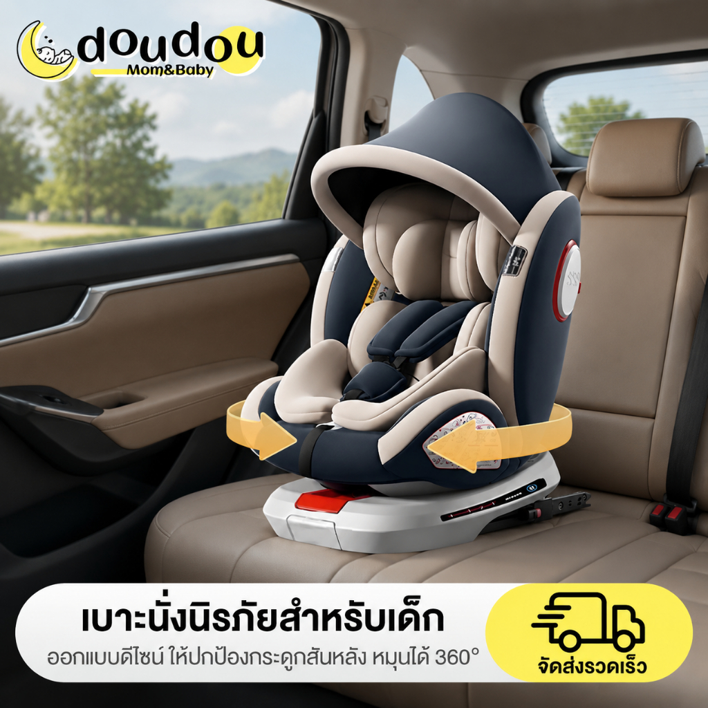 doudou คาร์ซีทเด็กในรถยนต์ ทารก ใช้บนรถยนต์ สำหรับอายุ 0-12 ขวบ แบบพกพา หมุนได้ ที่นั่ง อินเตอร์เฟสisofix+lacth