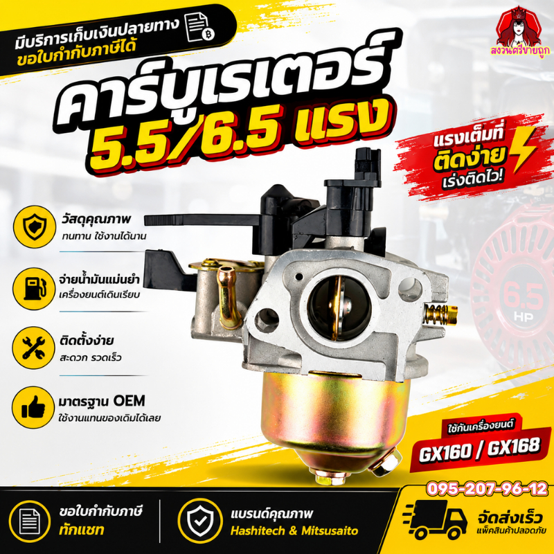 คาบู GX160 คาบูเรเตอร์ เครื่องยนต์ 5.5 / 6.5แรง GX160 GF168 อะไหล่เครื่องสูบน้ำ โดย สงวนศรีขายถูก