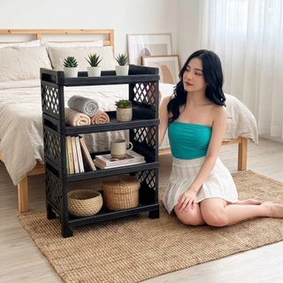 ชั้นวางของ 3-4 ชั้น ขนาดจัมโบ้ ใส่ล้อได้ ชั้นพลาสติก - 0329