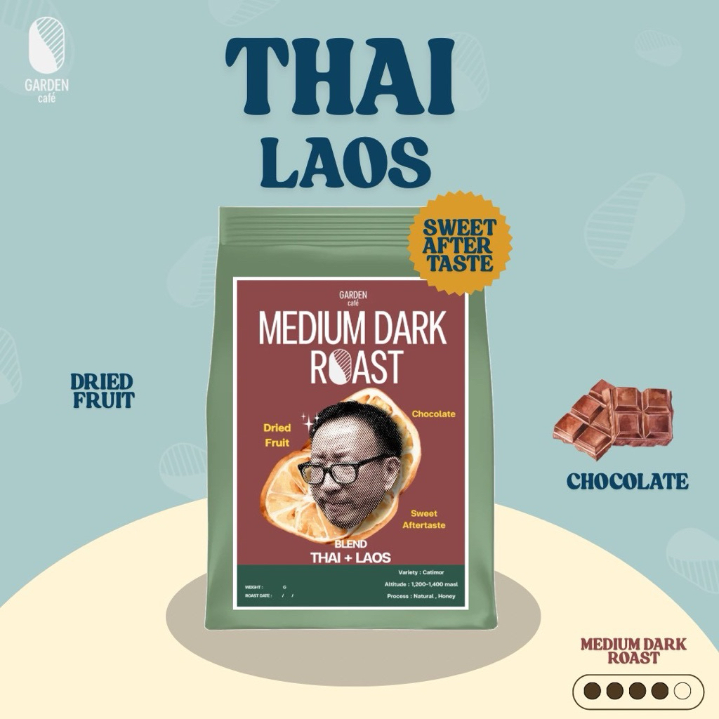 เมล็ดกาแฟ Medium Dark Roast Blend เมล็ดไทยและลาว (250g/500g)