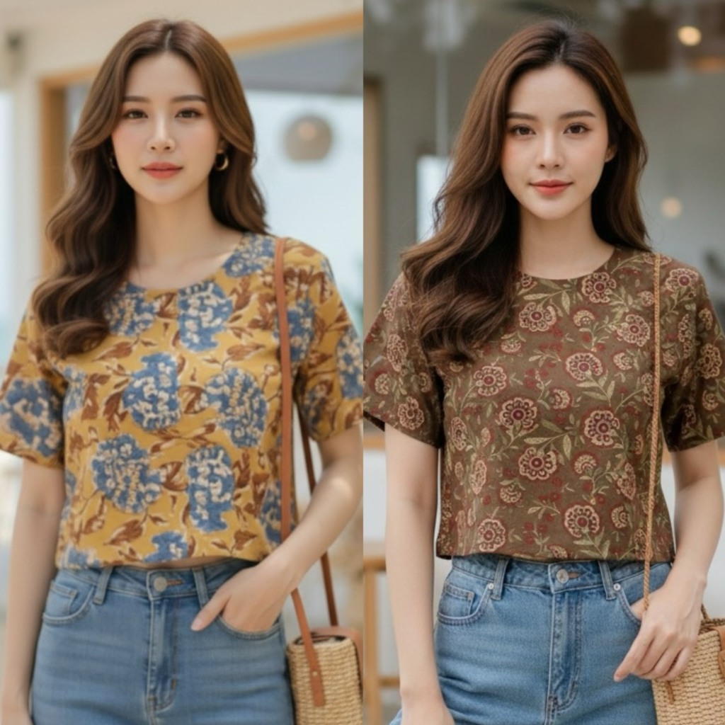 Nana’s Craft  เสื้อครอปแขนสั้น ผ้าฝ้ายอินเดีย 🇮🇳 Indian Hand Block