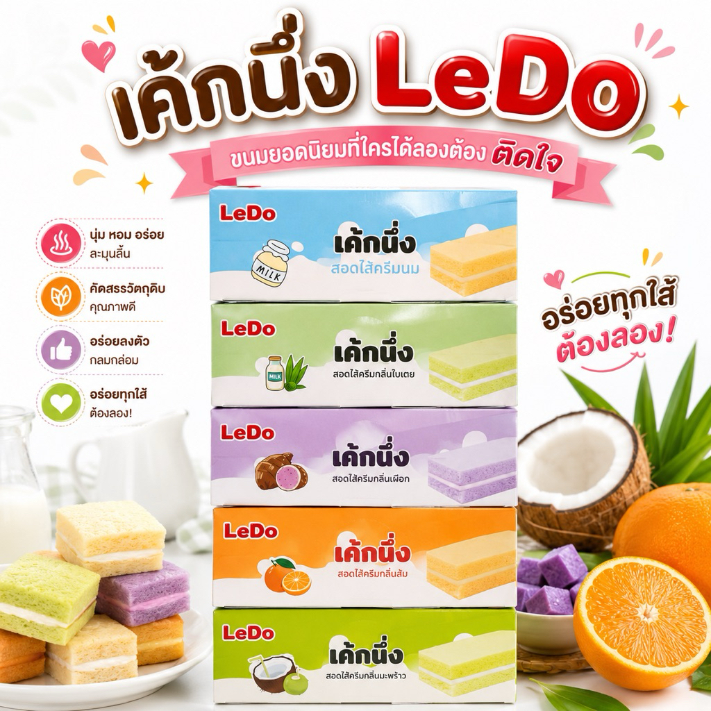 [ส่งไว] เค้กนึ่งสอดไส้ครีม กลิ่นหอม แป้งนุ่ม แป้งนิ่ม  ไส้หวานกำลังดี มี 5 รสชาติ 1 กล่องมี 12 ชิ้น