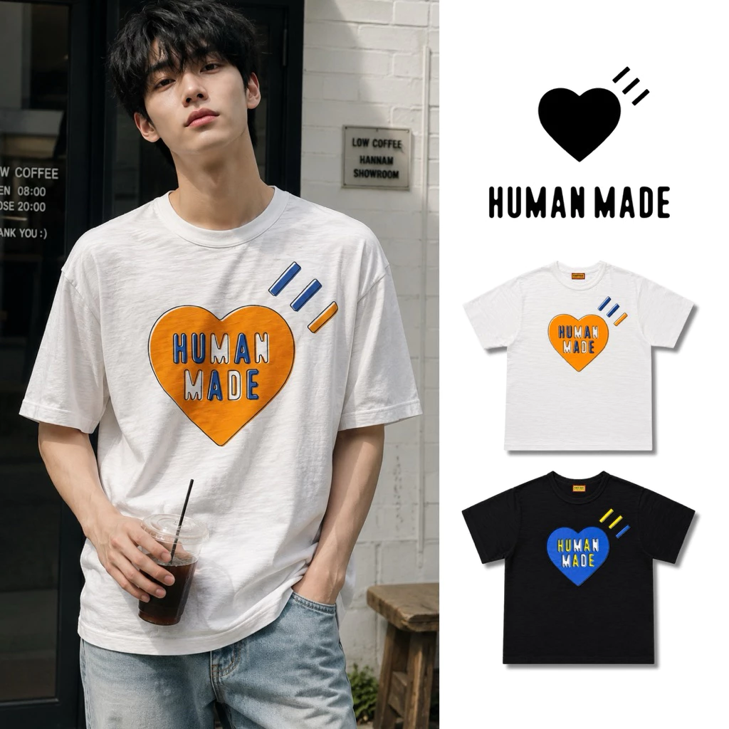 พร้อมส่ง | เสื้อยืด HUMAN MADE - Heart Logo Colorful ลายหัวใจ ผ้า Slub Cotton 💯 รับประกันความพอใจ คืนเงินได้