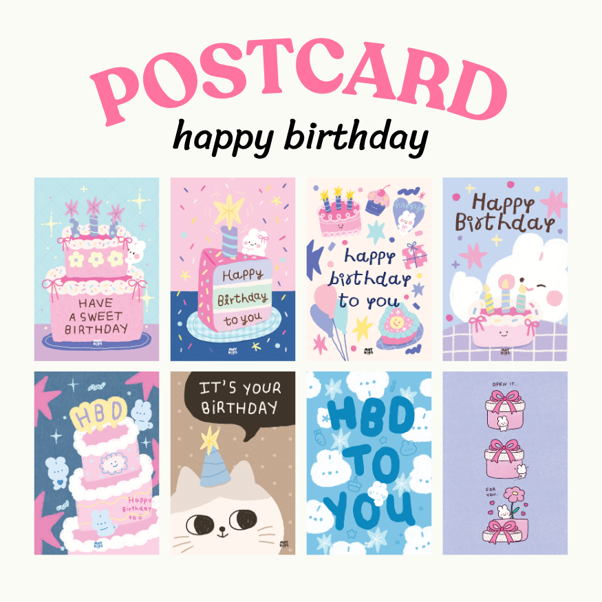 Maykids - Postcard Happy Birthday HBD โปสการ์ด วันเกิด แฮปปี้เบิร์ดเดย์