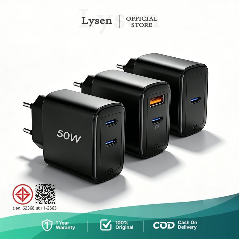 หัวชาร์จ PD 30W 25W 50W GaN ที่ชาร์จ USB C FastCharger Power Adapter อะแดปเตอร์ สำหรับ I17 16 15 S25