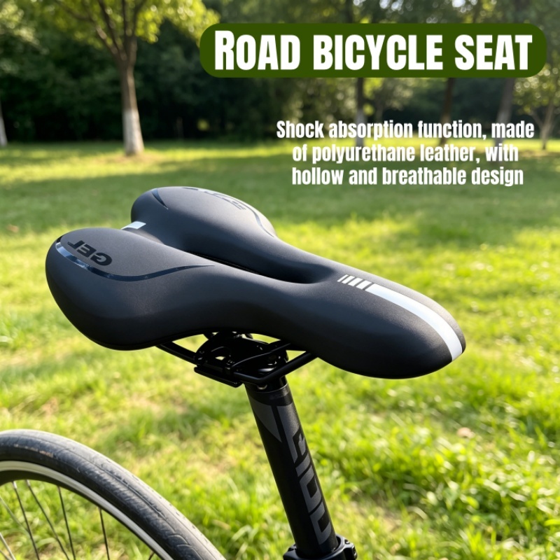 A polyurethane leather mountain bike seat with shock absorption function, comfortable and durable, as a bicycle accessor
