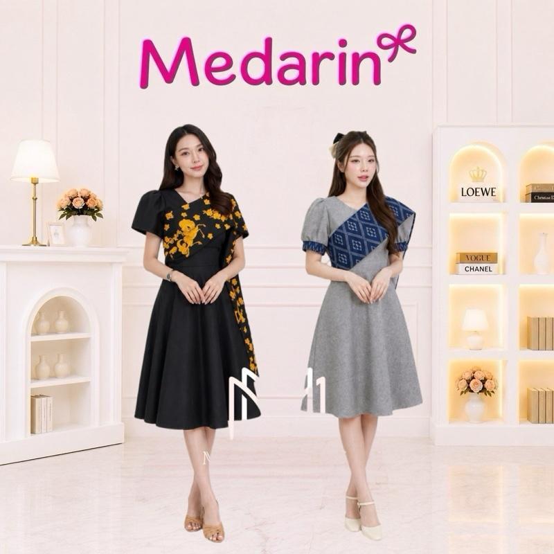 Medarin-B91,B177 ชุดเดรสกั้กสีดำล้วนแต่งสไบ กระโปรงย้วย