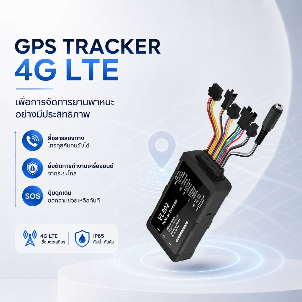 อุปกรณ์ติดตามยานพาหนะ (GPS Tracker) รุ่น VL802 รองรับเครือข่าย 4G LTE พร้อมระบบติดตามแบบเรียลไทม์และ