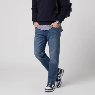 DAVIE JONES [BE FEARLESS] กางเกงยีนส์ผู้ชาย Slim Fit Jeans สีกรม CO0082
