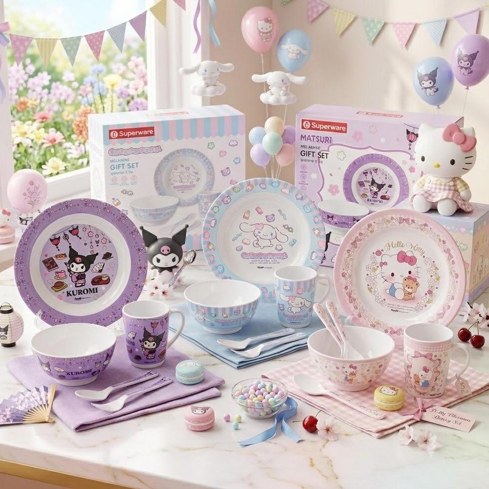 [Gift Set] Srithai Superware x Sanrio ชุดทานอาหารสุดคิวท์ (5 ชิ้น) – ของขวัญมัดใจคุณหนู