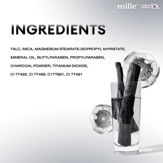 [ใหม่!] MILLE CHARCOAL MATTE COVER PACT SPF 25 PA++ (11g.) มิลเล่ ชาร์โคล แมทท์ คัฟเวอร์ แป้งผสมรองพื้น SPF25 PA++