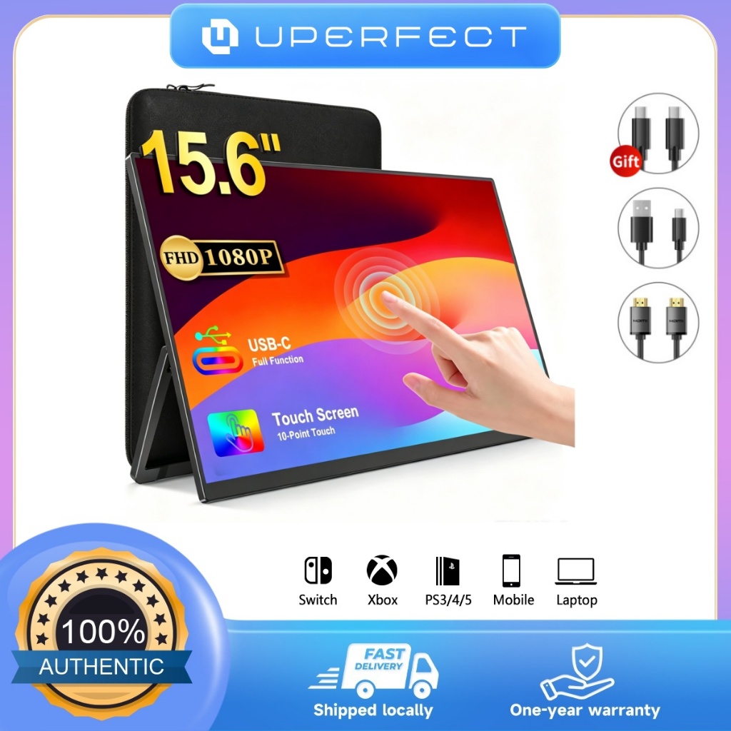 UPERFECT【ส่งจากประเทศไทย】หน้าจอสัมผัสแบบพกพา 15.6/18.5 นิ้วหน้าจอพกพา 1080p และแสงมุมกว้างสำหรับ ps4/xbox