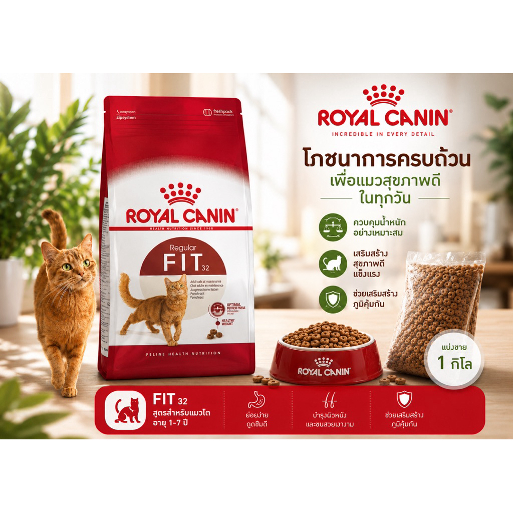 Royal Canin Fit 2 Kg โรยัลคานิน อาหารสำหรับแมวโตอายุ 1 ปีขึ้นไป ขนาด 2 กิโลกรัม