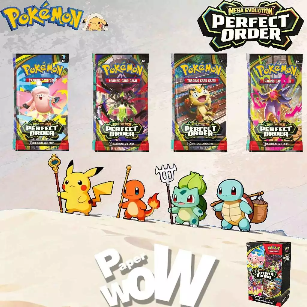 โปเกมอน Mega Evolution Perfect Order ซองสุ่มการ์ด Pokémon ลุ้นการ์ดฟอยล์หายาก สำหรับนักสะสม พร้อมจัดส่งไ