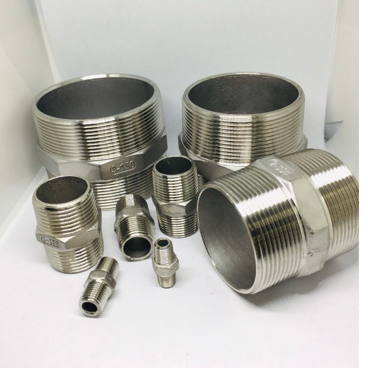 นิปเปิ้ลสแตนเลส เกลียวนอก ข้อต่อ เกรด304  (NIPPLE STAINLESS) (ขนาด 1หุน ถึง 1-1/4") เกลียวประปา BSPT