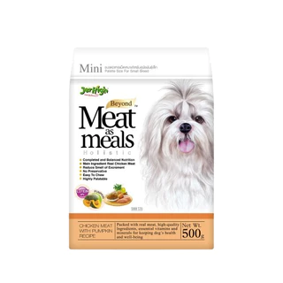 [ โปรโมชั่นแถมหมดสิ้นเดือนมิถุนายนนะคะ ] Jerhigh Meat as Meal ( 500g ) อาหารเม็ดนิ่ม