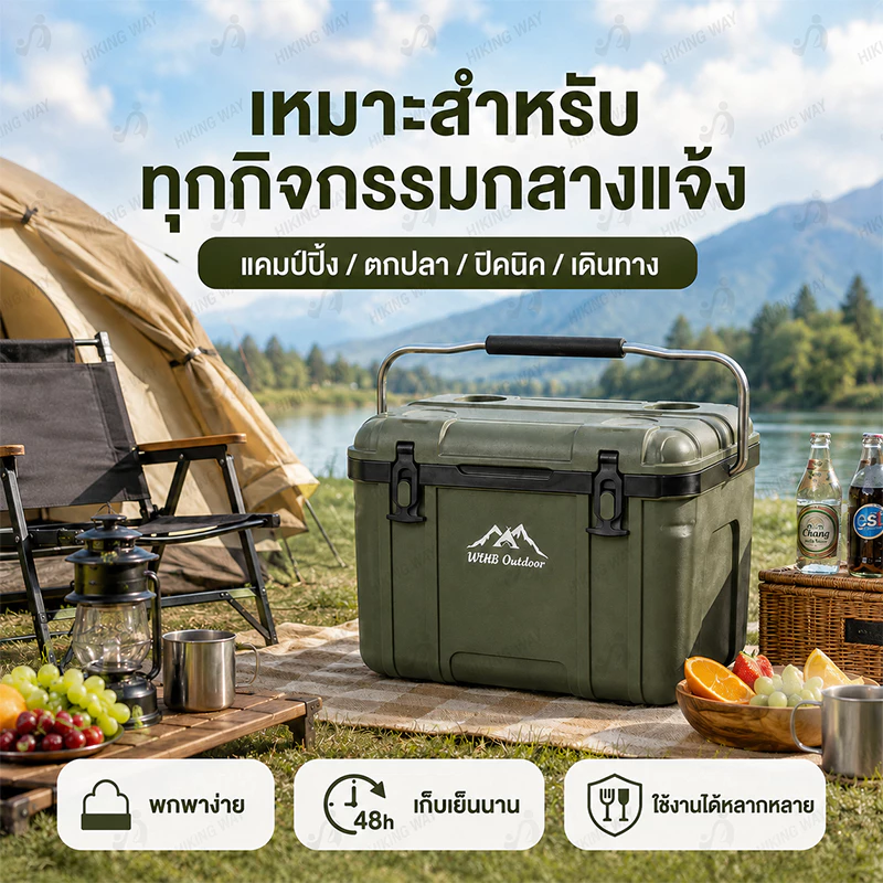 กระติกน้ำแข็ง ตู้เย็น แบบพกพา ตั้งแคมป์ กลางแจ้ง camping กระติกเก็บความเย็น 28L แช่เย็น 72ชั่วโมง thumbnail 8