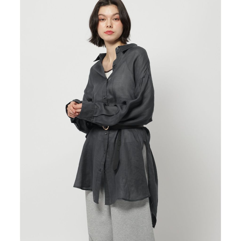 niko and ... เสื้อเชิ้ตเดรสทูนิก ซีทรู Ramie Twill Shirt Tunic Dress