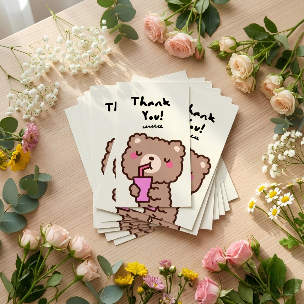 สติ๊กเกอร์ขอบคุณ Thank you sticker 3.5x6 cm.ลายการ์ตูนน่ารัก Set.2 สติ๊กเกอร์แปะกล่องพัสดุ แก้วน้ำ ของชำร่วย Set.2