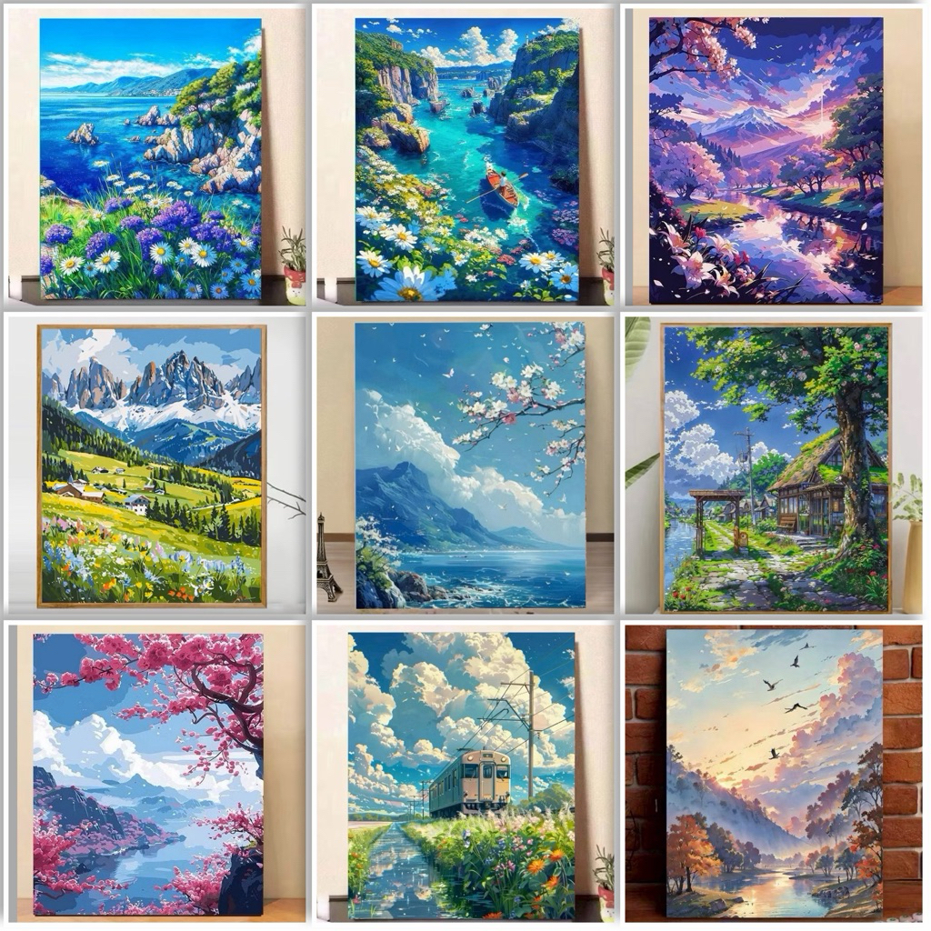 ระบายสีตามตัวเลข ลายอาหาร 40×50 พร้อมเฟรมไม้ | งานศิลปะสวยเหมือนจริง ตกแต่งบ้านได้ (เลือกได้ 9 ลาย)