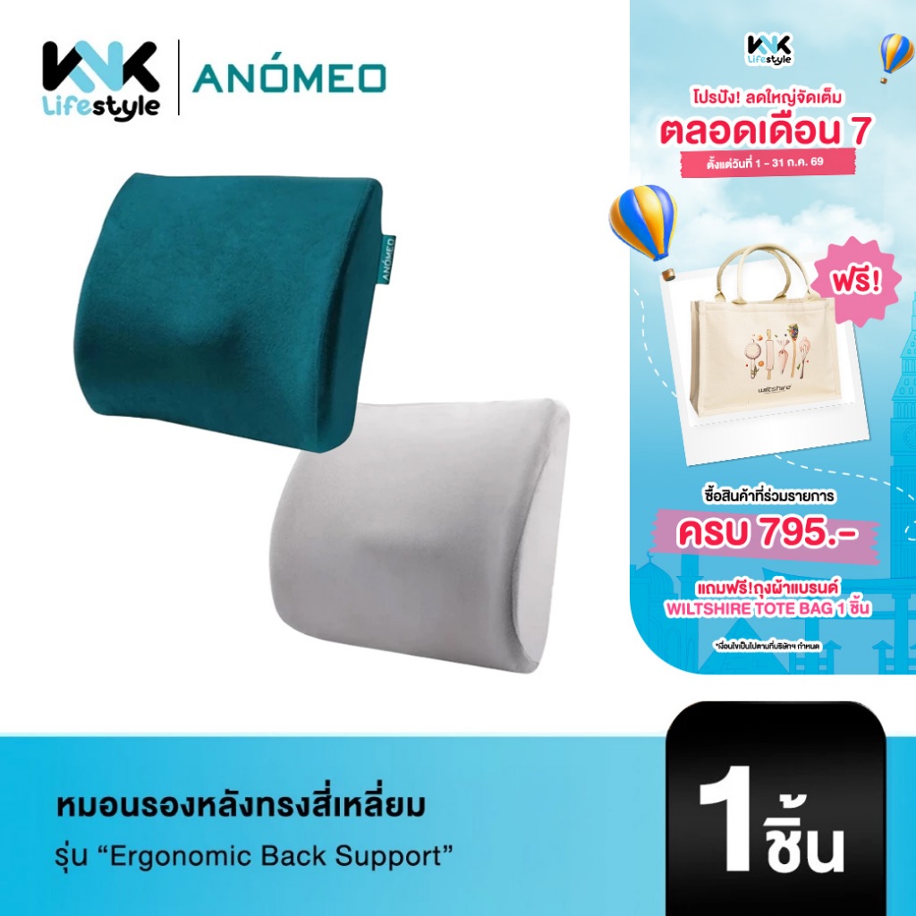 ANOMEO - หมอนรองหลังทรงสี่เหลี่ยม รุ่น Ergonomic back support