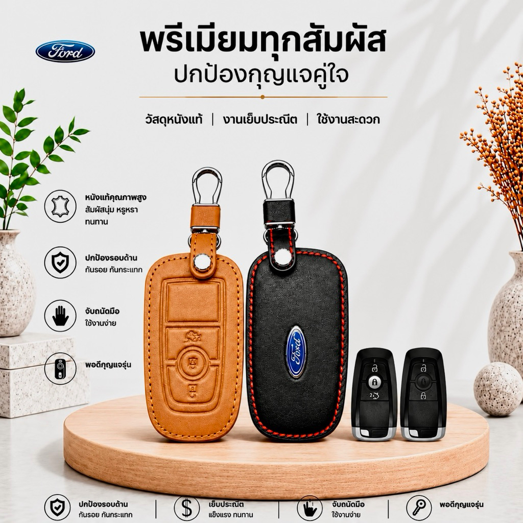 ซองหนังแท้ ใส่กุญแจรีโมทรถยนต์ All New Ford Ranger Stormtrak,RAPTOR/Everest,Mustang,FX4 MAX 2018-26