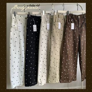 Brody pants -♡⸝⸝ กางเกงขายาวทรงbarrel (ลายจุดดpolkadot ) ☁️ ++ แถมฟรี เข็มขัดหนังเข้าเซต ทุกออร์เดอรฺ์ค่าา ˃ᴗ˂