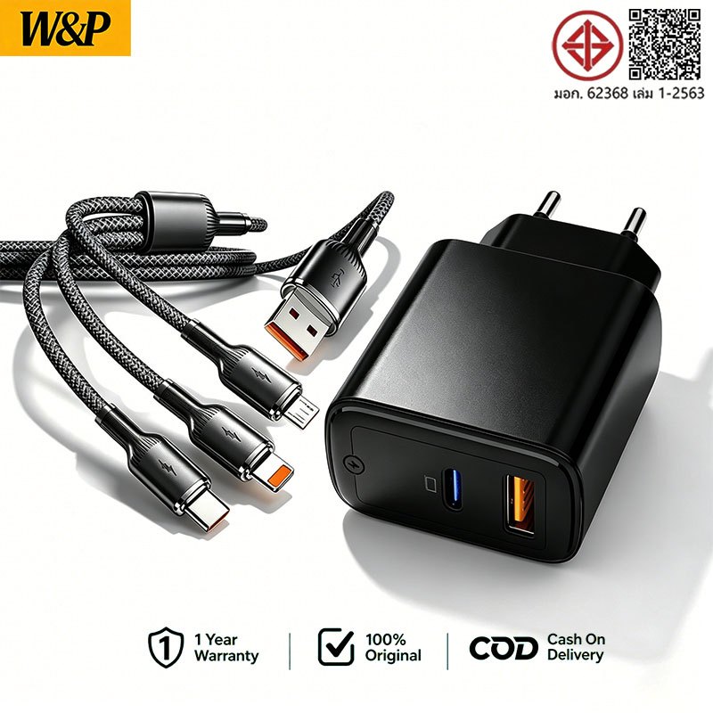 【New】PD 30W หัวชาร์จเร็ว USB-C/USB-A Fast Charger 100W สายชาร์จเร็ว Type C Power Adapter สําหรับ i17