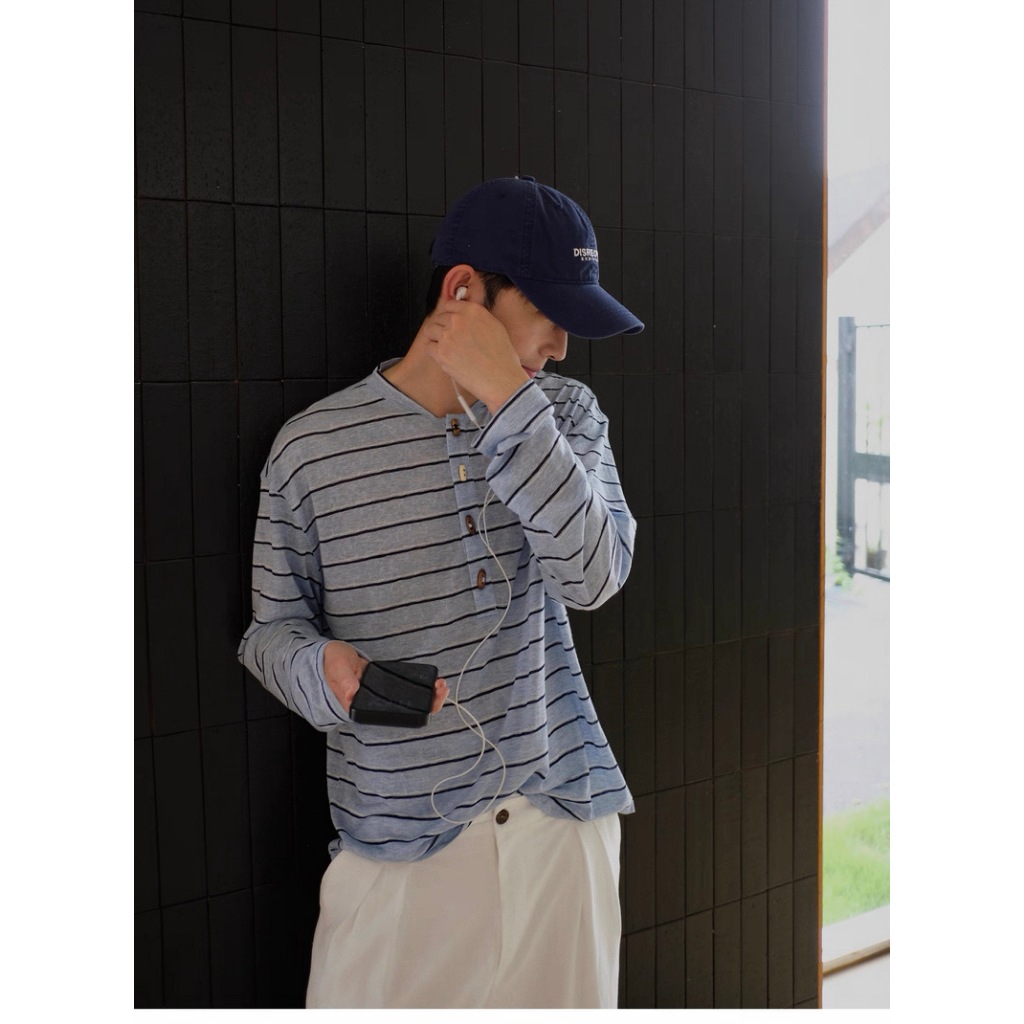 LEELA-HENLEY LINE SHIRT-เสื้อแขนยาวคอกระดุม